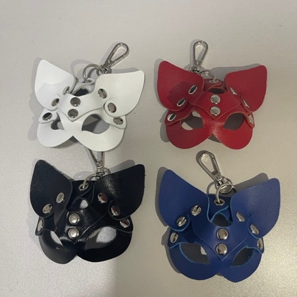 Leather Keychain Cat Mask , Whips, Floggers, Punishment, Dominatrix Handmade