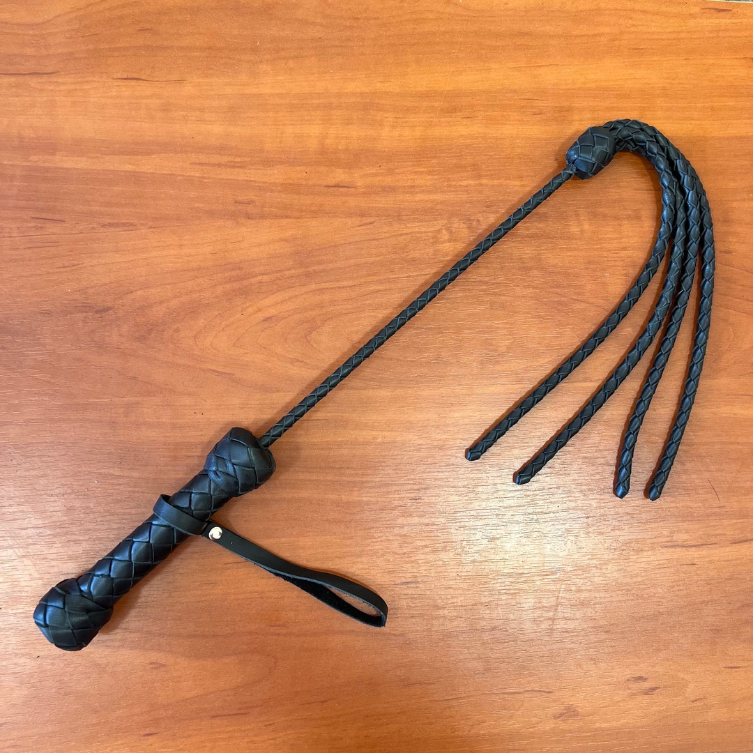 Exquisite Leather BDSM Riding Whip With Four Tails Handmade BDSM Tool