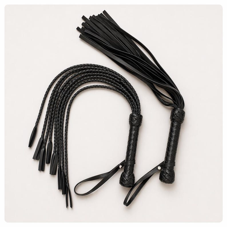 Leather Whip and Flogger Set, Riding Crop Collection, Handmade Leather ...
