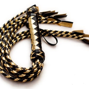 Leather Whip 27.6in, Handmade Cat O Nine Tails with 9 Leather Straps.