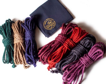 Handmade Shibari Jute Rope Kit, Bondage Rope, Blindfold & Bag