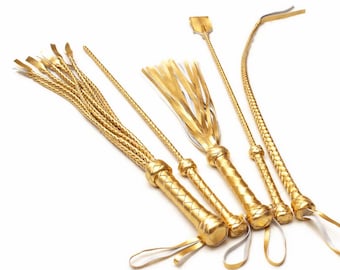 Leather Flogger Kit, Whip and Riding Crop Set, Impact Play Tools