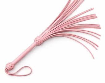 Handmade Leather Flogger, 21in Cowhide Whip, 20 Tails Impact Tool.