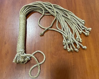 Jute Rope Flogger 20 Tails, Shibari Whip, Handmade Spanking Impact Tool.