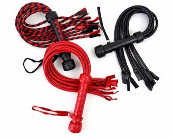 Braided Leather Flogger, Cat O Nine Tails Whip, Handmade Impact Tool, 27.6 in