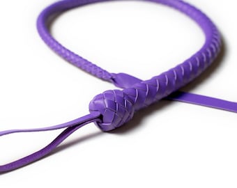 Leather Snake Whip – Handmade Flexible Quirt 27.6in, Braided Leather Craft, Cosplay & Halloween Accessory