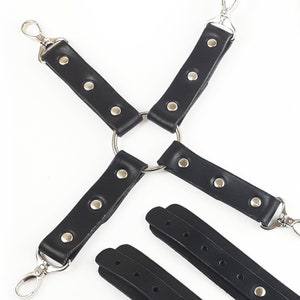 Leather Bondage Set with Wrist, Ankle and Thigh Cuffs image 8