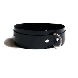 Leren halsband met D-ring – handgemaakte onderdanige halsband, gothic punk choker