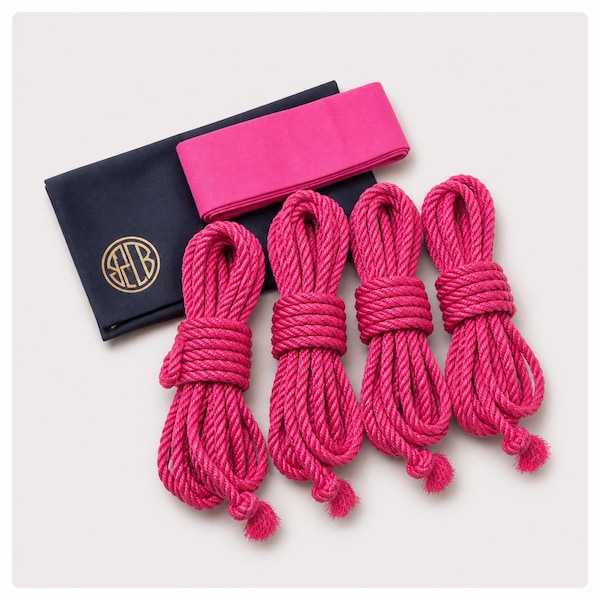 Shibari Jute Rope Kit - Set of 4pcs, 26.25ft Each, 0.24in Diameter, Handmade Bondage