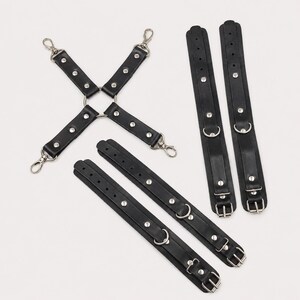 Leather Bondage Set with Wrist, Ankle and Thigh Cuffs image 2