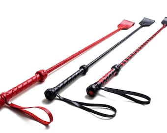 Handmade Leather Riding Crop, Classic Discipline Whip, 29 in