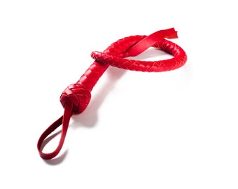 Leather Snake Whip – Handmade Flexible Handle Whip 27in, Cosplay and Halloween Prop