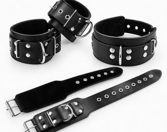 Lädermanschetter Krage Set
