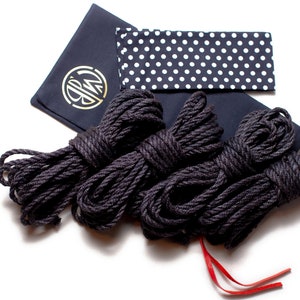 Shibari Corde Kit 4pc 26 '', 24 , 4x8m6mm, kit de bondage corde shibari, corde 8m Jute, kinbaku, corde shibari, jeu de bondage bdsm Noir