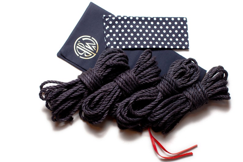 Shibari Corde Kit 4pc 26 '', 24 , 4x8m6mm, kit de bondage corde shibari, corde 8m Jute, kinbaku, corde shibari, jeu de bondage bdsm Noir