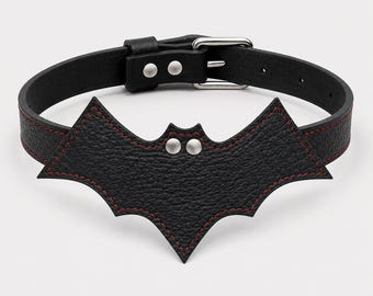 Leather Bat Choker Handmade.