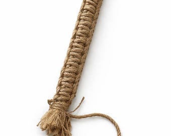 Handmade Jute Paddle, 16.3in Rope Whip, Braided Natural Impact Tool.