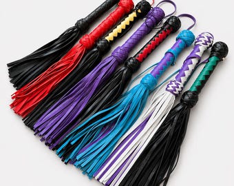 Leather Flogger 19.7in, Handmade Whip, Compact Impact Tool