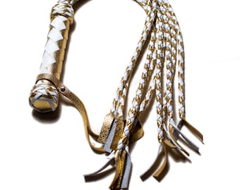 Leather Cat O Nine Tails Whip, Handmade Flogger with 9 Braided Tails