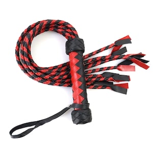Leather Whip, Handmade Flogger, Cat O Nine Tails Braided Handle 27.6 inch