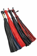 Leather Flogger, Suede or Cowhide Tails, Braided Handle Whip