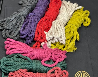 Corde en coton Shibari ultra douce - Adaptée aux débutants - Couleurs brillantes, faite main.