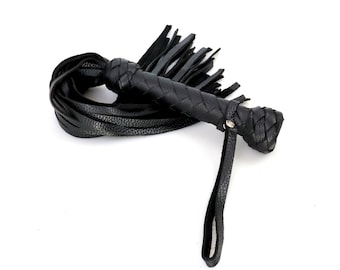 Leather Flogger Handmade, 30 Tails Cowhide Whip for Impact Play
