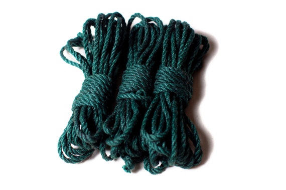 Shibari Ropes 26.25ft 0.24in 8m 6mm, Jute Ropes, Restraining Kit, GREEN,  Handmade. 