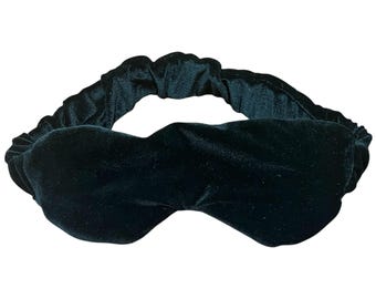 Velour Sleep Mask, Handmade Blindfold, Adjustable Silk Lined Eye Cover.