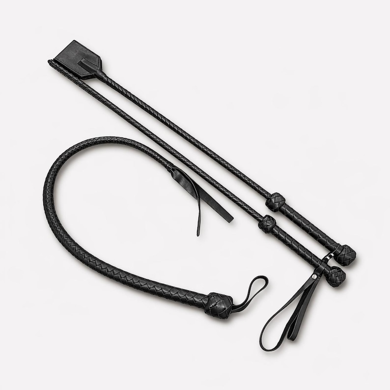 Leather Whip and Flogger Set, Riding Crop Collection, Handmade Leather ...