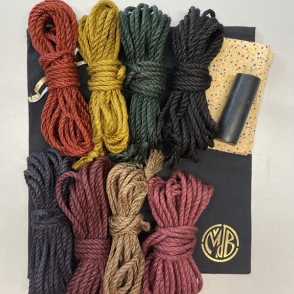 Shibari rope set jute rope kit 26.25ft 0.24in sets wax play candle blindfold fabric case handmade