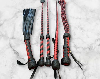 Leather Flogger and Whip Collection, Riding Crop, Snake Whip, Handmade Impact Tools