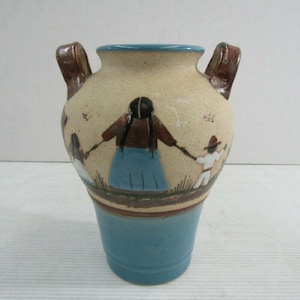 Vintage Tonala Mexican Folk Pottery Vase