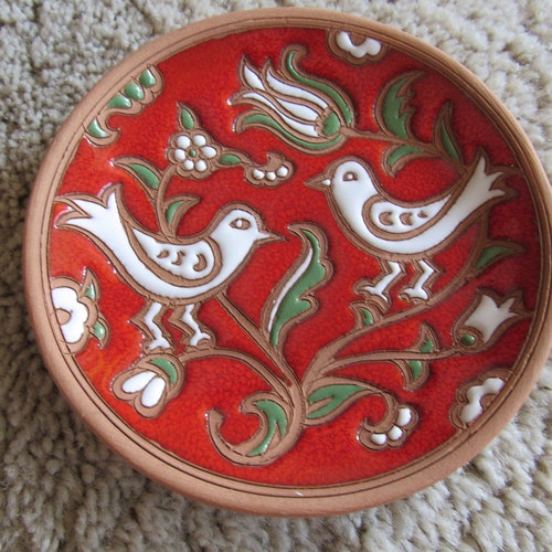 Red and Brown Handmade Greek Wall Plate