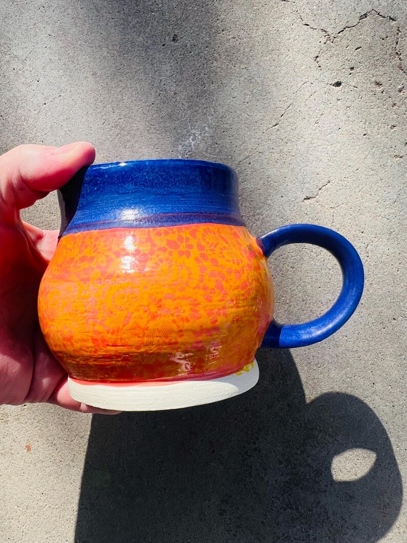 Purple and Orange Unique Mug Handmade image 3