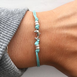 Aqua Blue Dolphin Bracelet, Silver Beaded Bracelet, Blue Charm bracelet, Friendship bracelet, Ocean bracelet,Bracelets for girls Turtle Toes