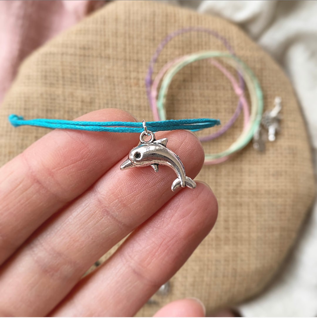 Choose Your Colour Jumping Dolphin Anklet, Adjustable Cord Anklet, Charm Ankle Bracelet,water