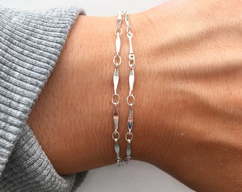 Silver beaded bracelet, Silver chain bracelet, layered beaded bracelet, bracelets for women, silver jewellery, bracelets at Turtle Toes Co.