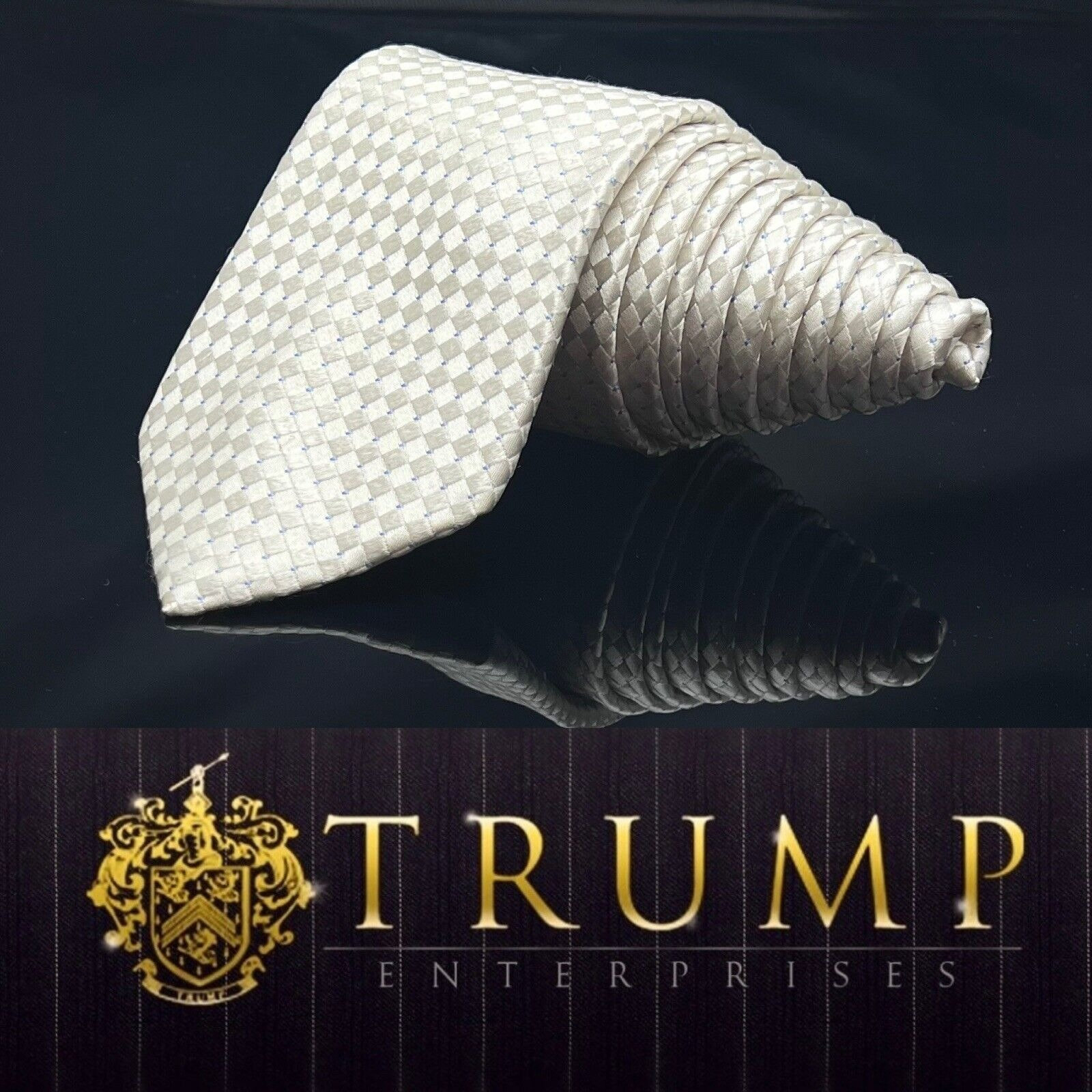 Donald J Trump White Blue Dot SILK Men's Neck Tie