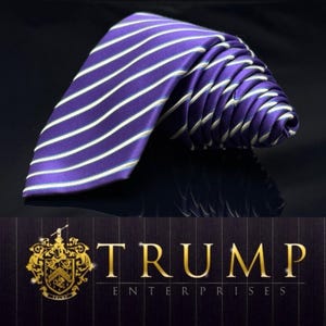 Donald J Trump Signature Collection 100% Silk Mens Tie Necktie Purple  striped