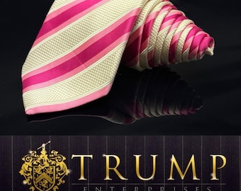 Donald J. Trump  Signature Collection Pink White Men's Tie 100% Silk  60.5"