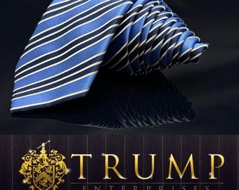 Cravate Vintage 100% Soie Donald Trump – Bleu Et Blanc, Style Présidentiel