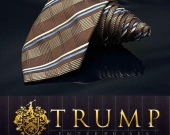 Donald  J Trump Signature collection Tie Brown Striped 59"