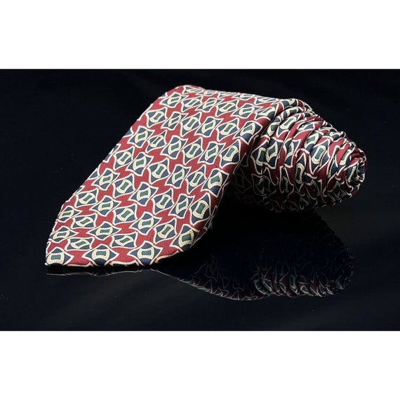 Brooks Brothers BFS navy Red White Blue Geometric Print  Imported 100% Silk