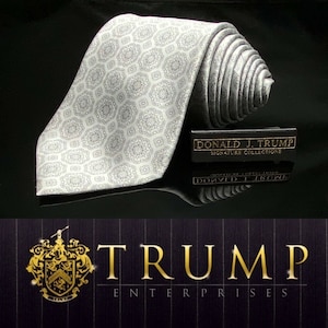 Donald j. Trump ~ Signature Collection Solid Silver NECKTIE POWER TIE 58.”