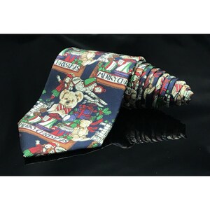 Robert Talbott H Stockton Mens Neck Tie Merry Christmas gifts bear trains dolls