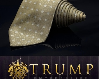 Donald  J Trump Signature collection Tie Beige Geometric 60"