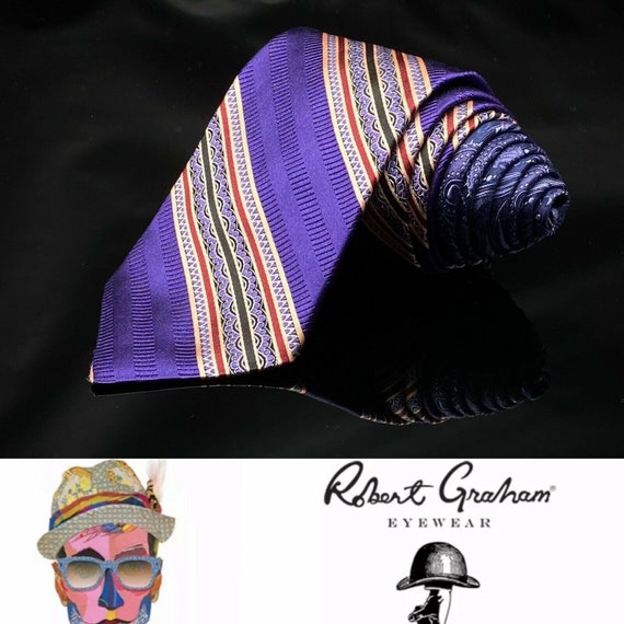 Robert Graham Stripe Royal Purple Classic Tie - image 1