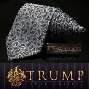 Donald j. Trump ~ Signature Collection Blue Black Paisley NECKTIE POWER TIE