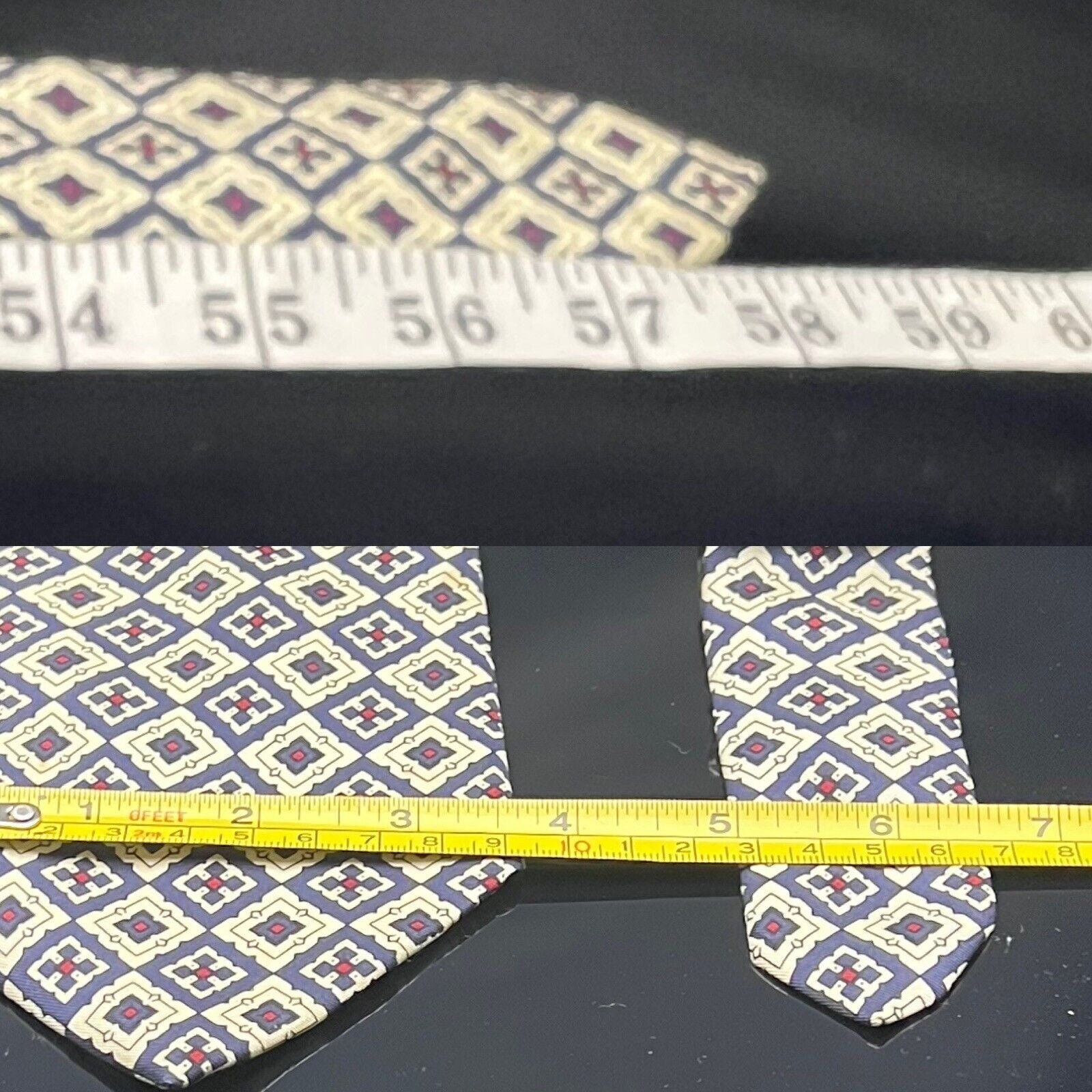 Cravate vintage 346 Brooks Brothers chaîne bleue géométrique